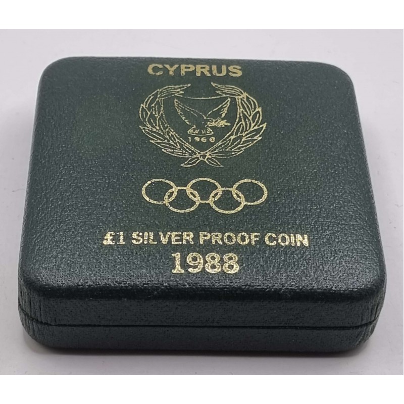 CYPRUS 1988 SILVER PROOF COIN 1 POUND OLYMPIC GAMES SEOUL WORLD COINS