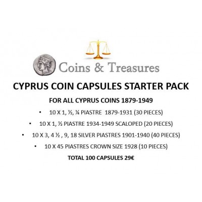Coin capsules Starter kit for Cyprus coins 1879-1949 pack of 100