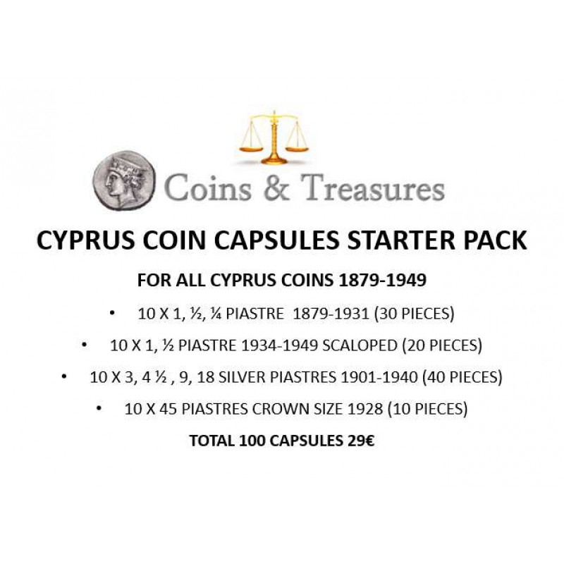 Coin capsules Starter kit for Cyprus coins 1879-1949 pack of 100 ACCESSORIES & SUPPLIES