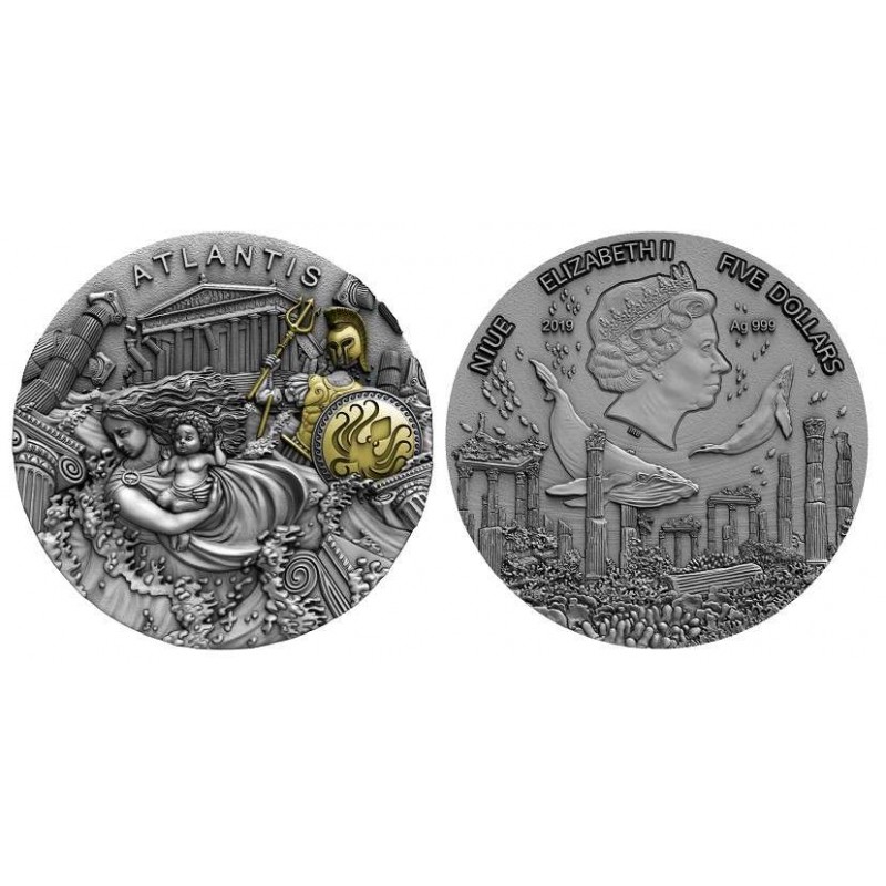 Niue Island ATLANTIS series LEGENDARY LANDS Silver Coin 2019 GOLD AND SILVER BULLION