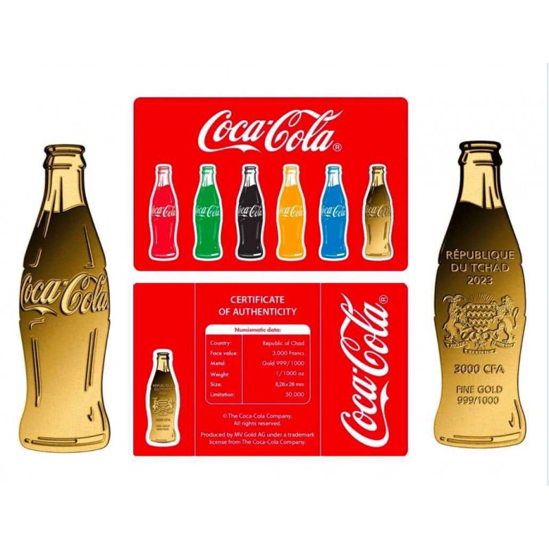COCA COLA II collection 1/1000 Oz .999 Gold 3 coin cards Album GOLD AND SILVER BULLION
