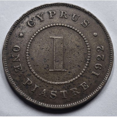 CYPRUS 1 PIASTRE 1922 COIN OF KGV RARE IN VF