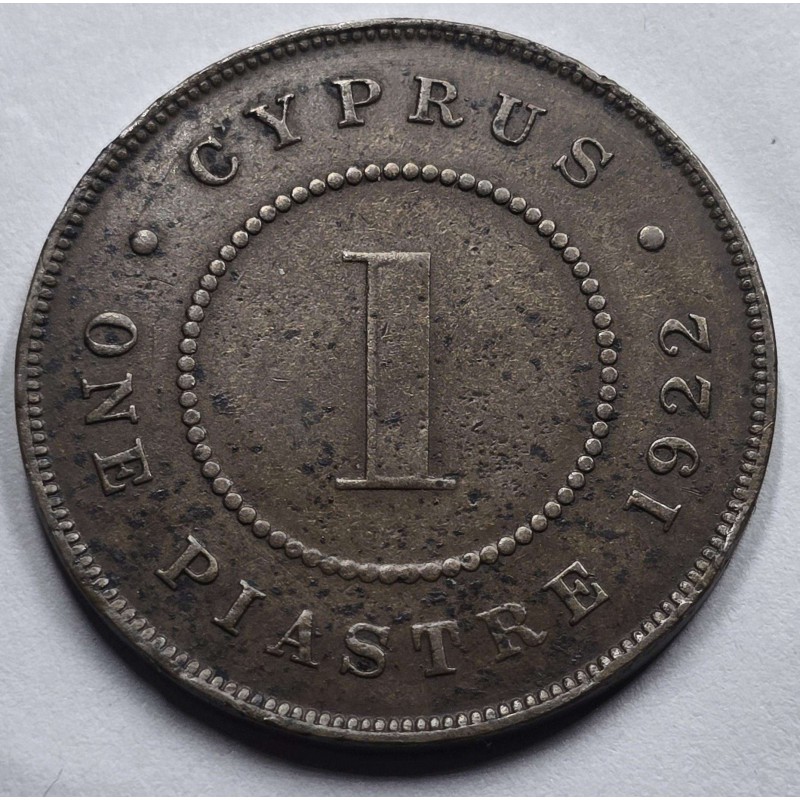 CYPRUS 1 PIASTRE 1922 COIN OF KGV RARE IN VF WORLD COINS