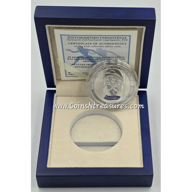 GREECE 2024 OLYMPIC GAMES 2004 ANNIVERSARY SILVER PROOF COIN WORLD COINS