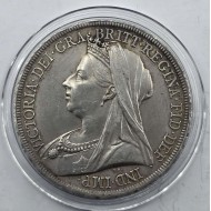GREAT BRITAIN 1893 CROWN SILVER COIN QUEEN VICTORIA LVI AU