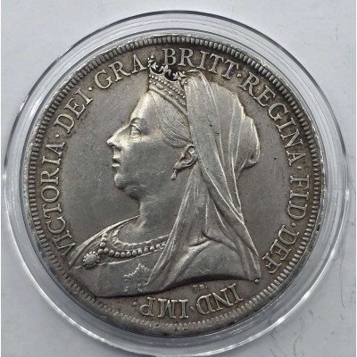 GREAT BRITAIN 1893 CROWN SILVER COIN QUEEN VICTORIA LVI AU