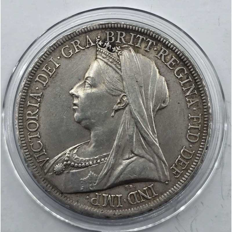 GREAT BRITAIN 1893 CROWN SILVER COIN QUEEN VICTORIA LVI AU WORLD COINS