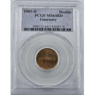 Guernsey Edward VII 1903 H Double Coin PCGS MS64 RD Top Pop