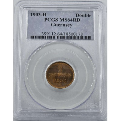 Guernsey Edward VII 1903 H Double Coin PCGS MS64 RD Top Pop
