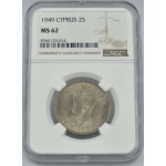CYPRUS 2 SHILLINGS COIN 1949 UNC KGVI NGC MS62 WORLD COINS
