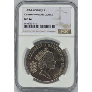 GUERNSEY 1986 COMMONWEALTH GAMES NGC MS 65 TOP UNC