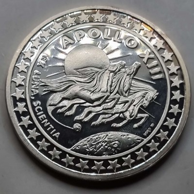 Apollo XIII Large Silver Medal 50gr 999 Rainbow Toning PROOF