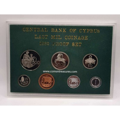 CYPRUS 1982 YEAR LAST MILS PROOF COIN SET IN OFFICIAL CASE