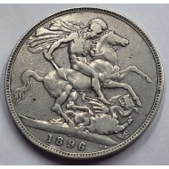 GREAT BRITAIN UK 1896 CROWN SILVER COIN QUEEN VICTORIA