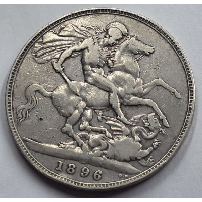 GREAT BRITAIN UK 1896 CROWN SILVER COIN QUEEN VICTORIA
