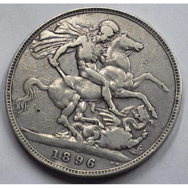 GREAT BRITAIN UK 1896 CROWN SILVER COIN QUEEN VICTORIA WORLD COINS