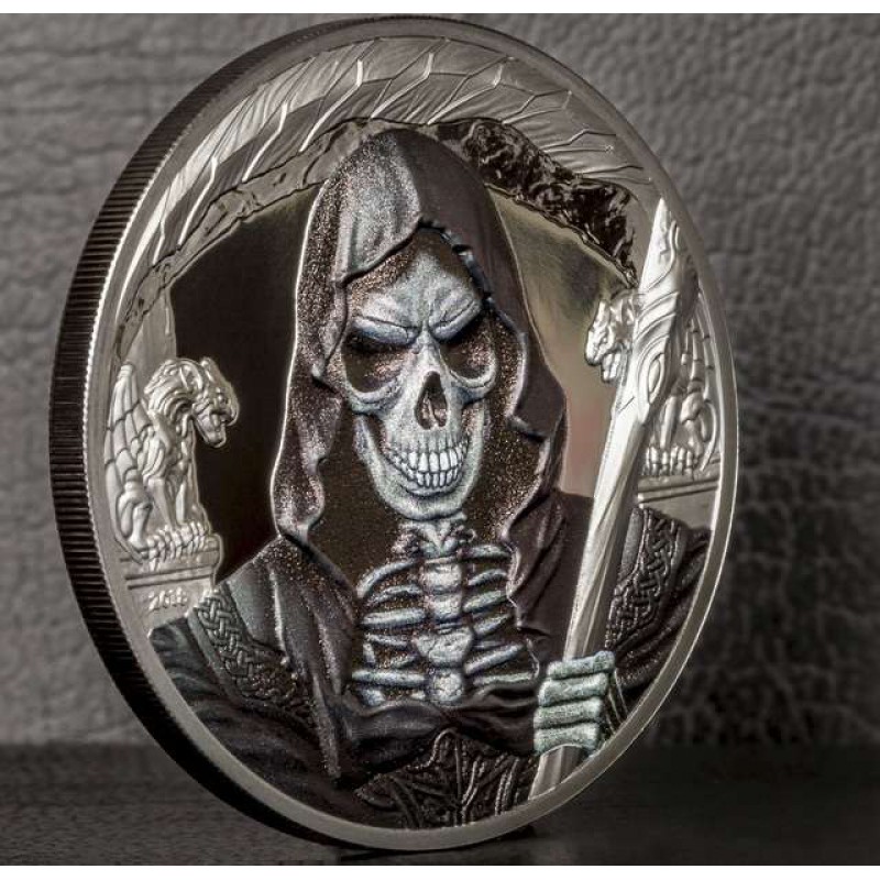 Equatorial Guinea 2018 1000 Francs SILVER PROOF coin 1oz Grim Reaper The Death GOLD AND SILVER BULLION