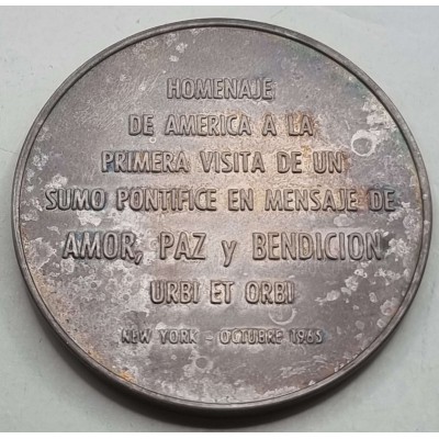 Mexico Silver Coin Medal 1965 Vatican Pope Paulus VI