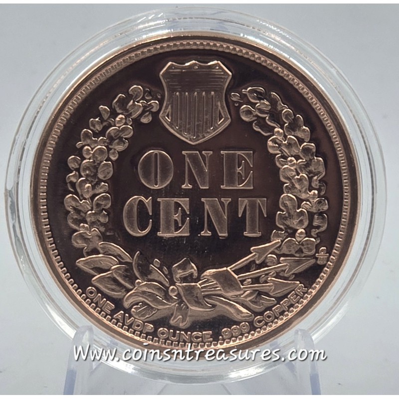 Indian Head Cent 1 oz .999 Fine Copper Round coin GOLD AND SILVER BULLION