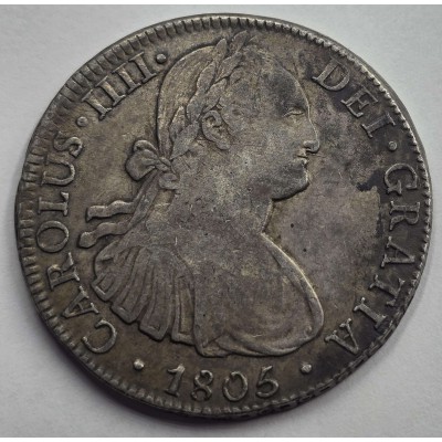MEXICO 8 REALES SILVER COIN CAROLUS IIII 1805