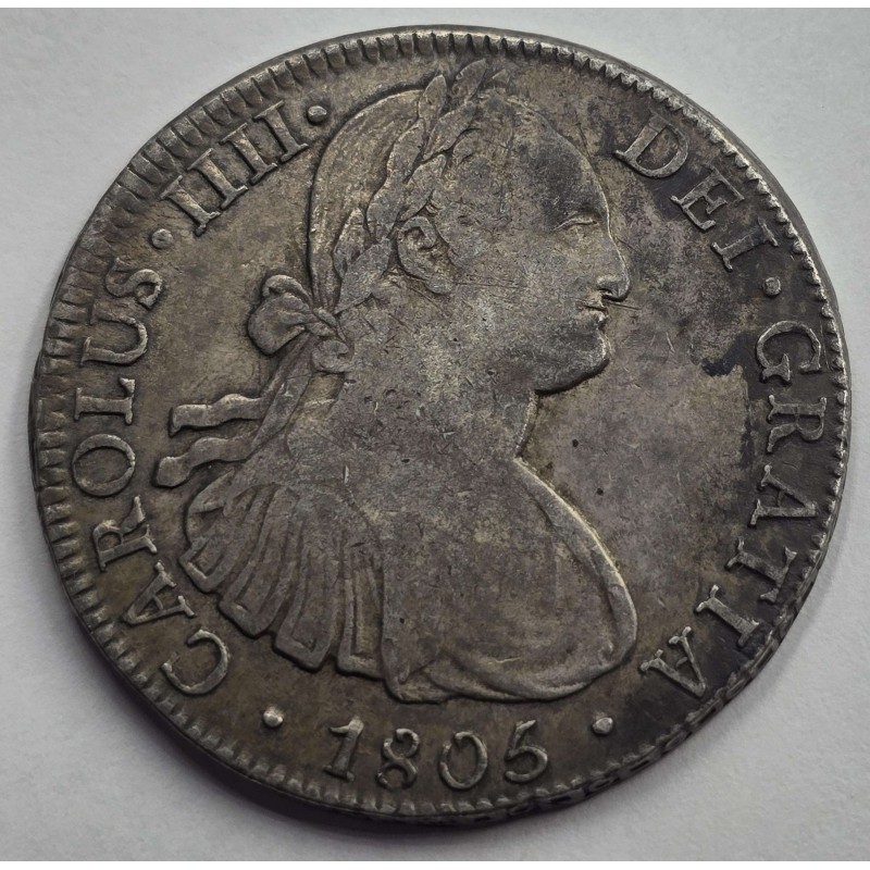 MEXICO 8 REALES SILVER COIN CAROLUS IIII 1805 WORLD COINS