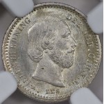 NETHERLANDS SILVER 5 CENTS COIN 1887 WILLIAM III NGC MS66 WORLD COINS