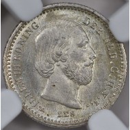 NETHERLANDS SILVER 5 CENTS COIN 1887 WILLIAM III NGC MS66
