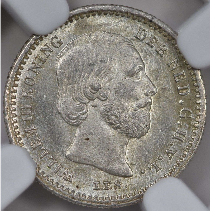 NETHERLANDS SILVER 5 CENTS COIN 1887 WILLIAM III NGC MS66 WORLD COINS