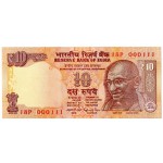 INDIA 10 RUPEES 2015 GANDHI UNC P102ab FANCY SERIAL NUMBER 111 WORLD BANKNOTES
