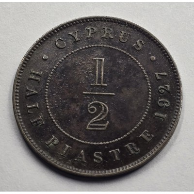 CYPRUS 1/2 PIASTRE COIN 1927 KGV VF-EXF