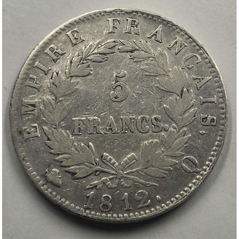 France Napoleon Bonaparte Silver 5 Francs coin 1812 Q WORLD COINS