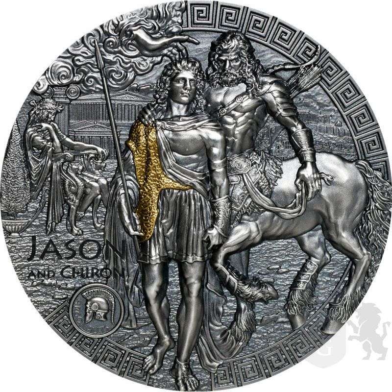 JASON AND CHIRON ARGONAUTS SERIES 2022 2 OZ NIUE ULTRA HIGH RELIEF ANTIQUE FINISH SILVER COIN GOLD AND SILVER BULLION