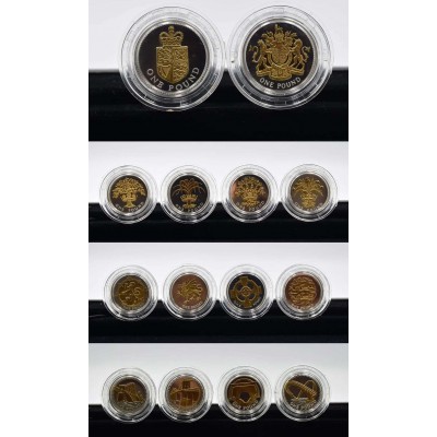 UK 2008 £1 Silver Proof 25th Anniversary 14 Coin Set Collection by Royal mint