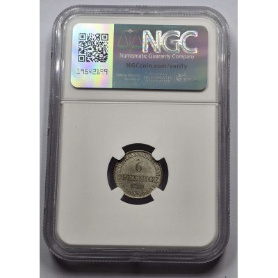GERMANY 1853 B COIN 6 PFENNING HANNOVER NGC MS64