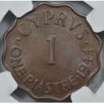 CYPRUS 1 PIASTRE 1944 COIN OF KGVI NGC MS63BN WORLD COINS