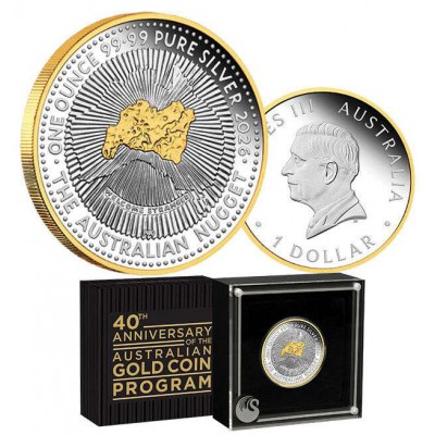 Australian Nugget 1 Oz Silver Gilded Proof Coin 2026