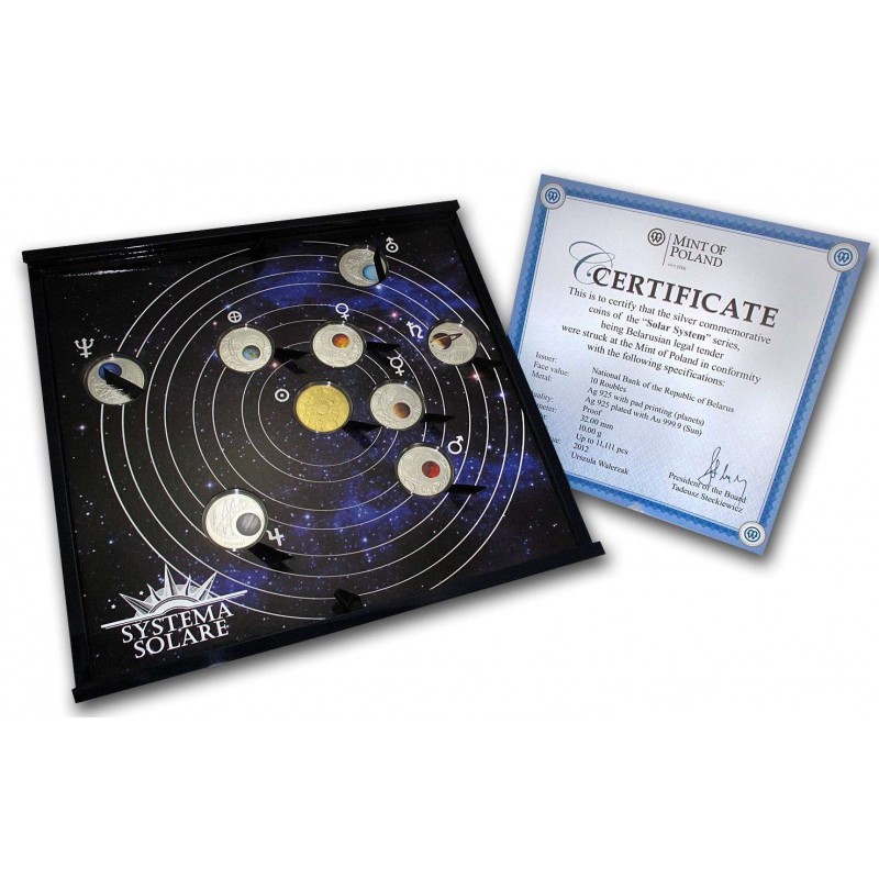 Belarus Solar System Silver Nine 9 Coin Set Proof 2012 Collection GOLD AND SILVER BULLION
