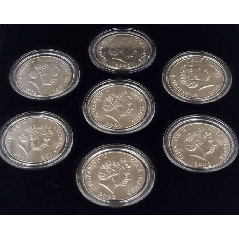 Leonardo Da Vinci - set collection of 7 colored coins WORLD COINS