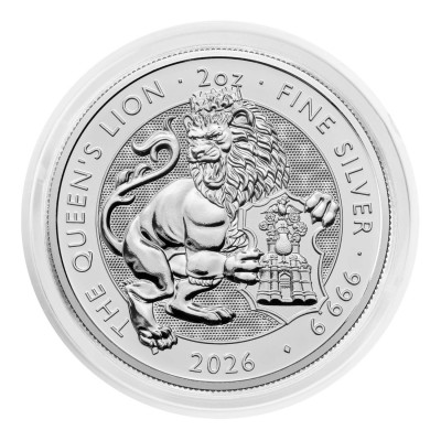 UK 2 oz Silver Coin Tudor Beasts Lion 2026 BU £5