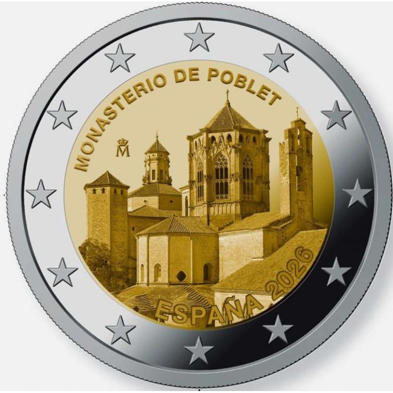 Spain Monastery of Poblet 2026 Proof 2 euro coin WORLD COINS