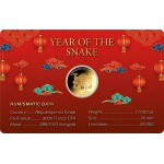 YEAR OF THE SNAKE 1/1000 Oz .999 Gold in Coin card 2025 GOLD AND SILVER BULLION