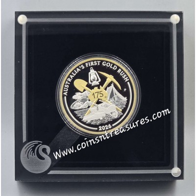 Australia's First Gold Rush 2026 1oz Silver Proof Gilded Coin