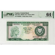 CYPRUS 10 POUNDS 1983 BANKNOTE PMG 64 EPQ p48b
