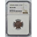 British India 1835 1/12 Anna East India Company NGC MS64 WORLD COINS