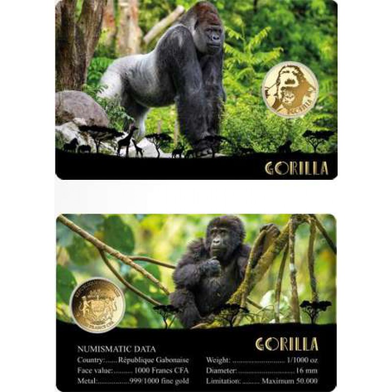 AFRICAN ANIMALS SERIES GORILLA 1/1000 Oz Gold Coin GOLD AND SILVER BULLION
