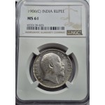 British India Silver 1 rupee 1906 C King Edward NGC MS61 WORLD COINS
