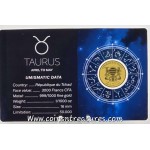 ZODIAC SIGNS TAURUS 1/1000 Oz Gold Coin 3000 Francs Chad GOLD AND SILVER BULLION