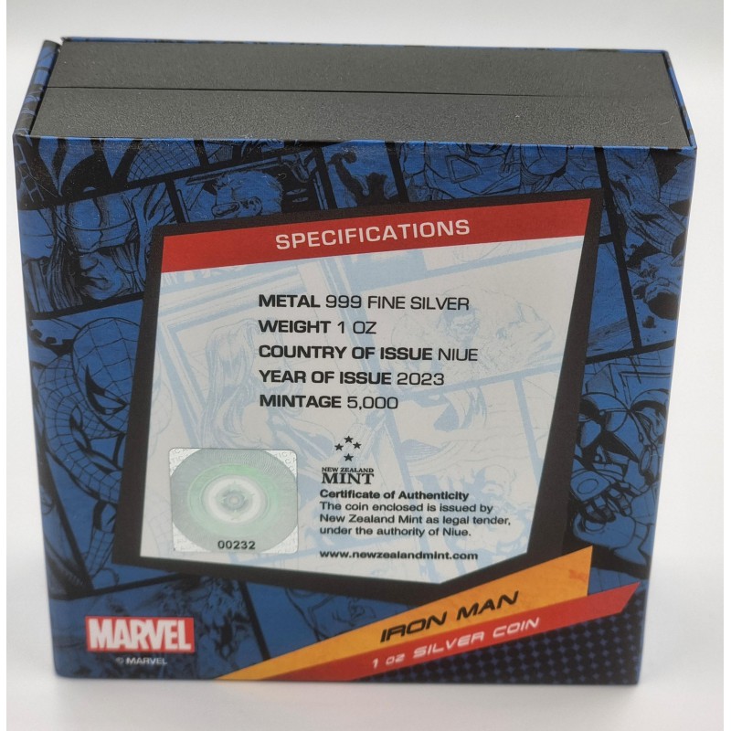 IRON MAN Marvel Shaped 1 Oz Silver Coin .999 Niue 2023 GOLD AND SILVER BULLION