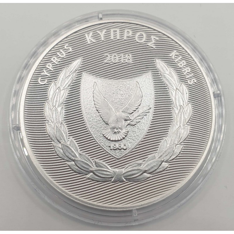 CYPRUS 2018 SILVER PROOF 5 EURO 10 years EURO ANCIENT TALENT WORLD COINS