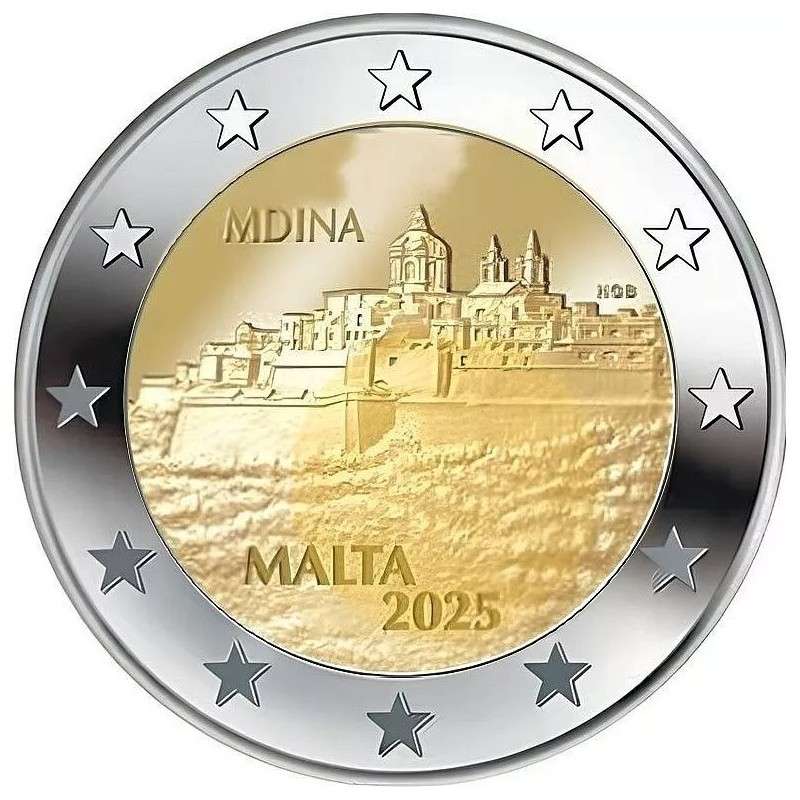 Malta 2025 Commemorative 2 Euro Walled Cities Mdina UNC coin WORLD COINS